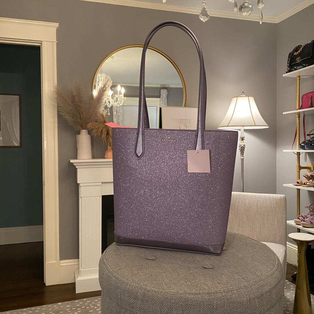 Authentic Kate Spade Glitter Tote Lilac Frost NWT